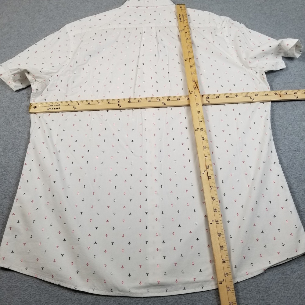 Goodthreads Button Up Shirt Mens XL Anchor Print Sheer Short Sleeves Nautical - Picture 8 of 16